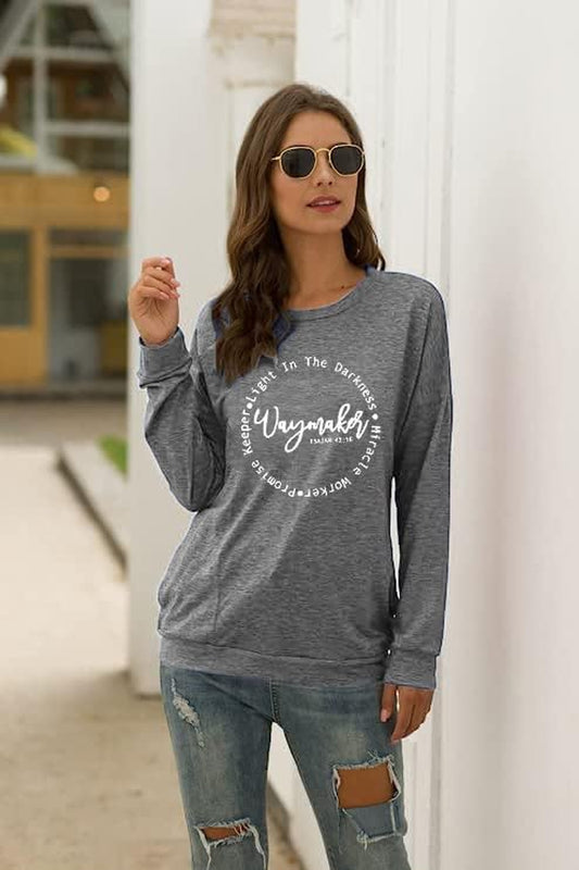 Waymaker Tshirt Women Christian Fall Shirt Miracle Worker Light in the Darkness Long Sleeve Casual Top Shirt Tee