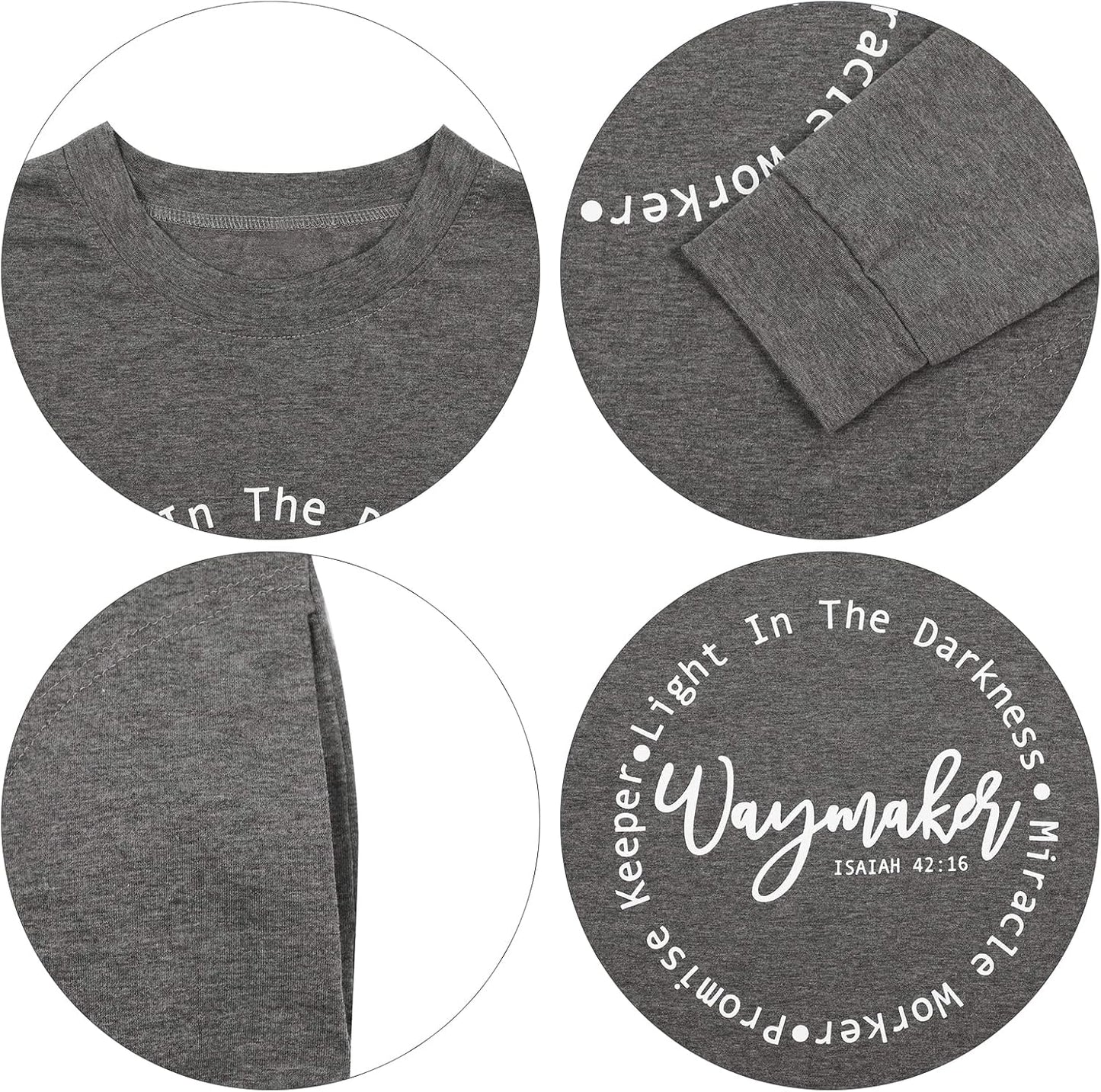 Waymaker Tshirt Women Christian Fall Shirt Miracle Worker Light in the Darkness Long Sleeve Casual Top Shirt Tee