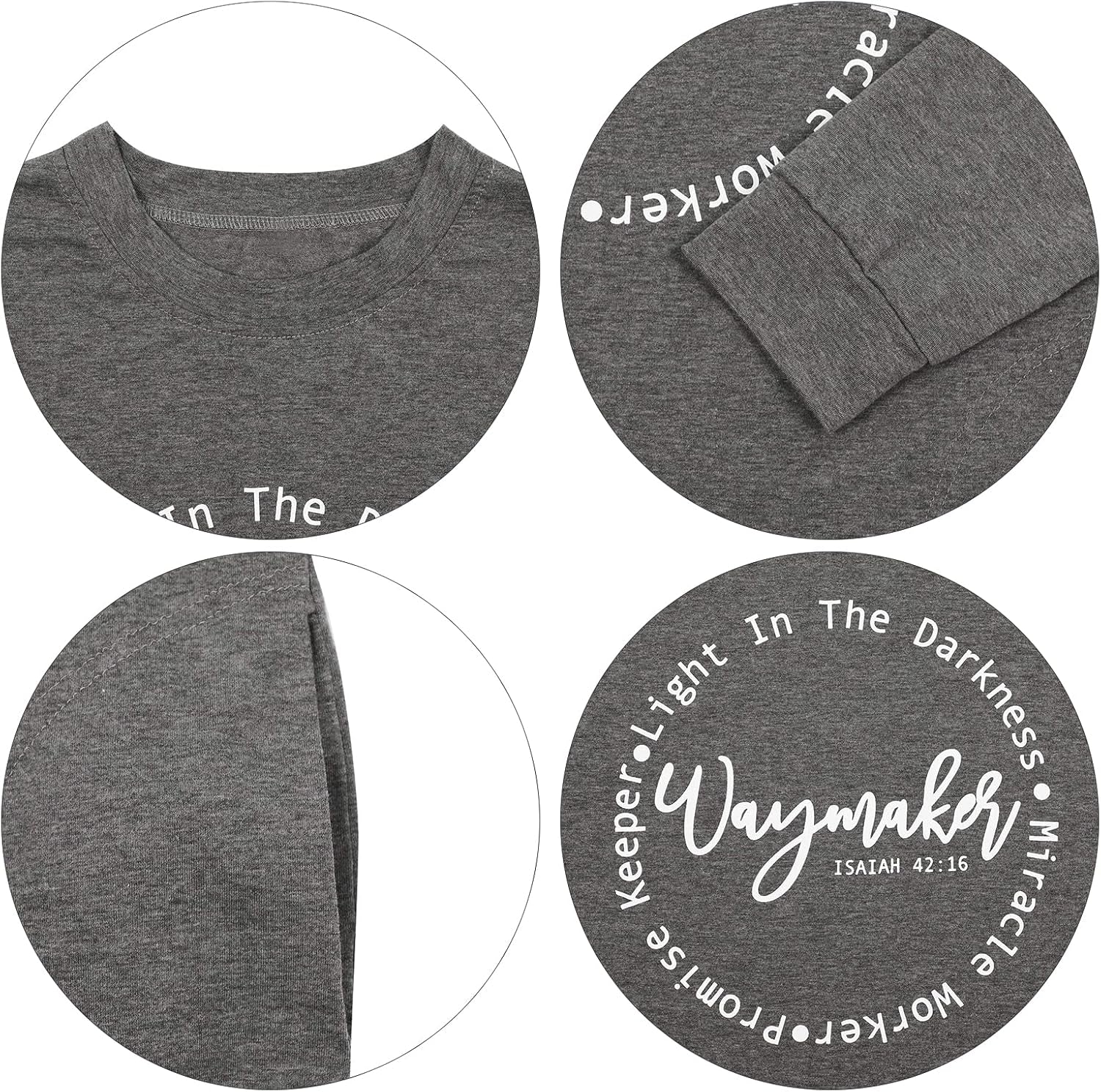 Waymaker Tshirt Women Christian Fall Shirt Miracle Worker Light in the Darkness Long Sleeve Casual Top Shirt Tee