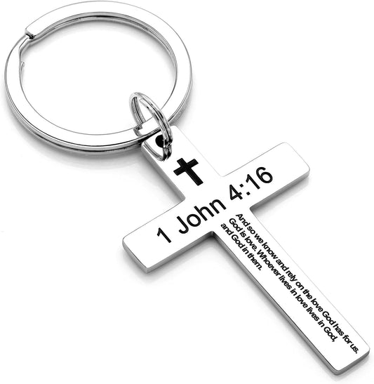 Bible Verse Keychain Christian Cross Keychain for Women, Cross Key Chain for Men Religious Scripture