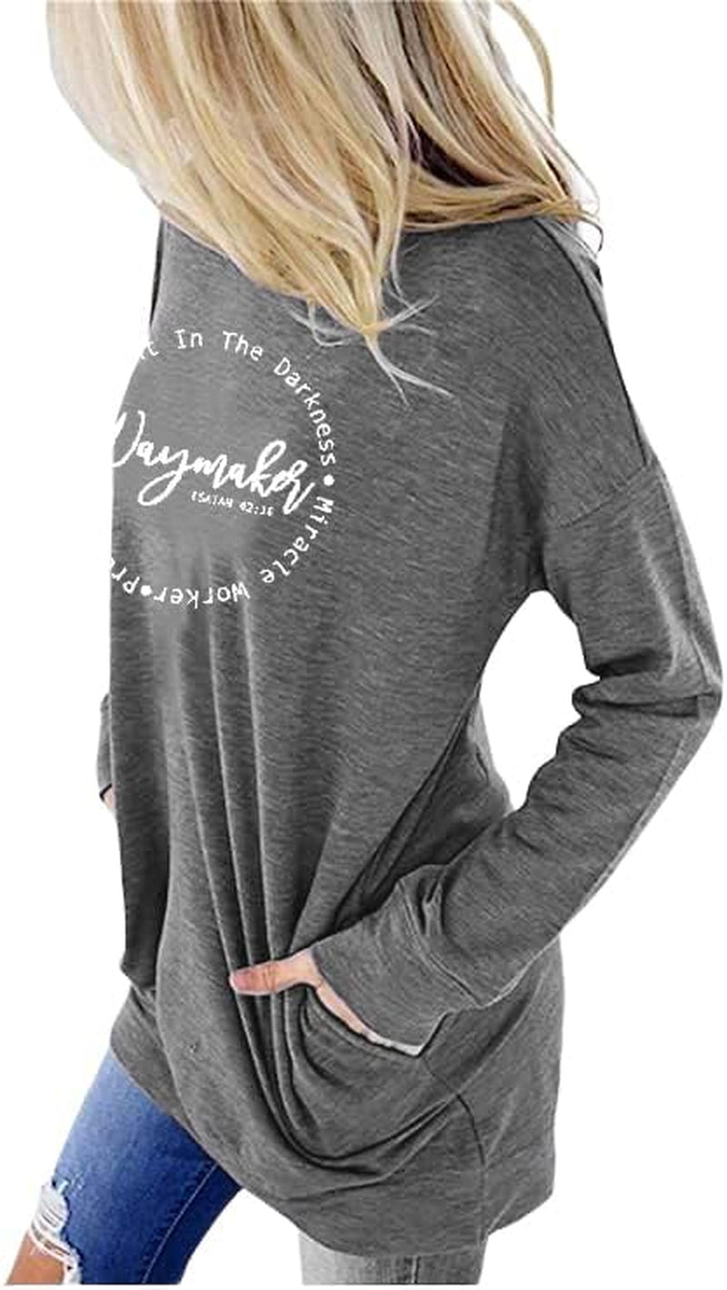 Waymaker Tshirt Women Christian Fall Shirt Miracle Worker Light in the Darkness Long Sleeve Casual Top Shirt Tee
